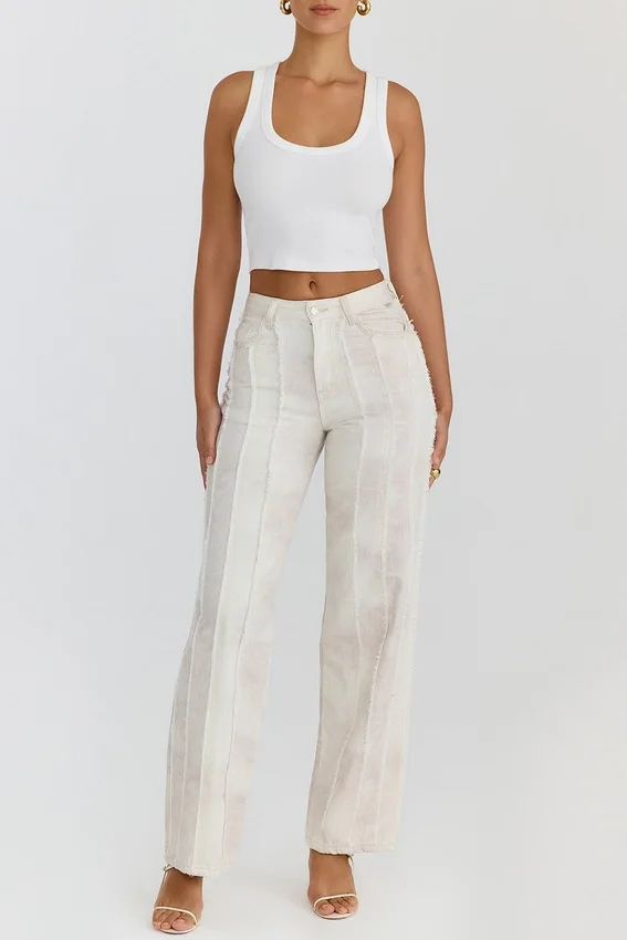 Mistress Rocks Cream Dusty Print Frayed Jeans – SALE Mistress Rocks Cream Dusty Print Frayed Jeans – SALE