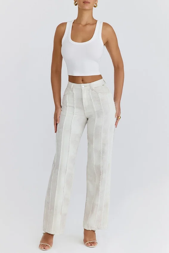 Mistress Rocks Cream Dusty Print Frayed Jeans – SALE Mistress Rocks Cream Dusty Print Frayed Jeans – SALE