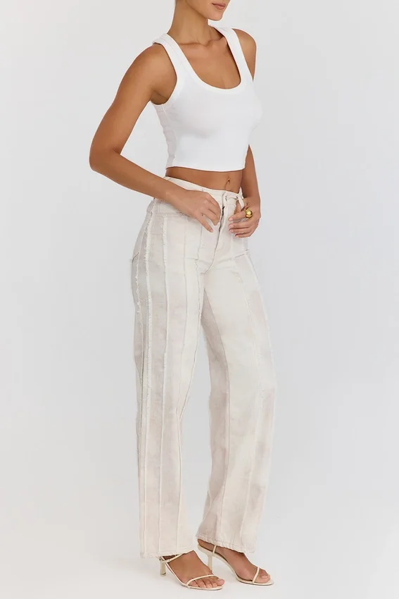Mistress Rocks Cream Dusty Print Frayed Jeans – SALE Mistress Rocks Cream Dusty Print Frayed Jeans – SALE