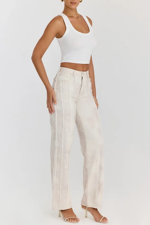 Mistress Rocks Cream Dusty Print Frayed Jeans – SALE Mistress Rocks Cream Dusty Print Frayed Jeans – SALE