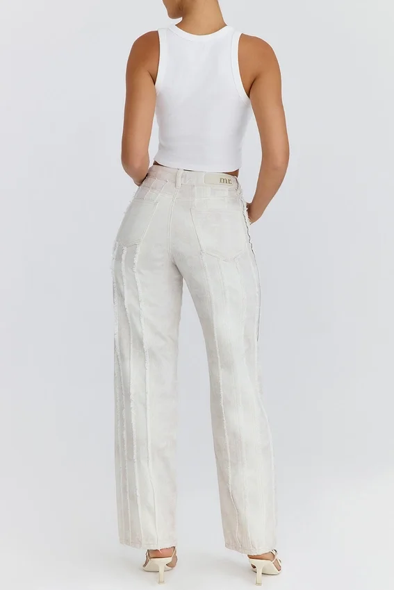 Mistress Rocks Cream Dusty Print Frayed Jeans – SALE Mistress Rocks Cream Dusty Print Frayed Jeans – SALE