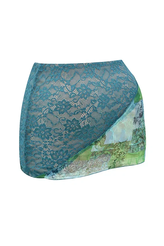 Mistress Rocks Ocean Teal Panelled Mini Skirt – SALE Mistress Rocks Ocean Teal Panelled Mini Skirt – SALE