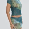 Mistress Rocks Ocean Teal Panelled Mini Skirt – SALE Mistress Rocks Ocean Teal Panelled Mini Skirt – SALE