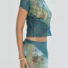 Mistress Rocks Ocean Teal Panelled Mini Skirt – SALE Mistress Rocks Ocean Teal Panelled Mini Skirt – SALE