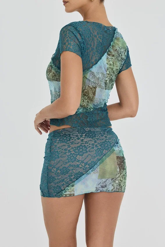 Mistress Rocks Ocean Teal Panelled Mini Skirt – SALE Mistress Rocks Ocean Teal Panelled Mini Skirt – SALE
