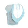 Mistress Rocks Seafoam Knit Open Back Ruffle Top – SALE