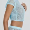 Mistress Rocks Seafoam Knit Open Back Ruffle Top – SALE