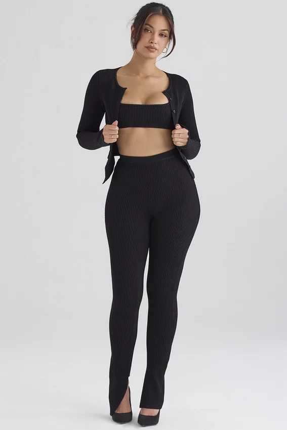 Mitzi Black Ribbed Knit Leggings Mitzi Black Ribbed Knit Leggings