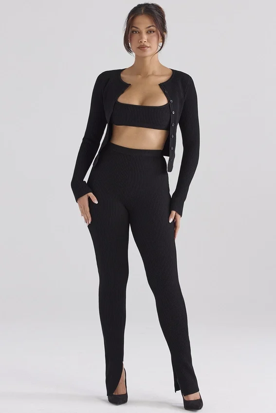Mitzi Black Ribbed Knit Leggings Mitzi Black Ribbed Knit Leggings
