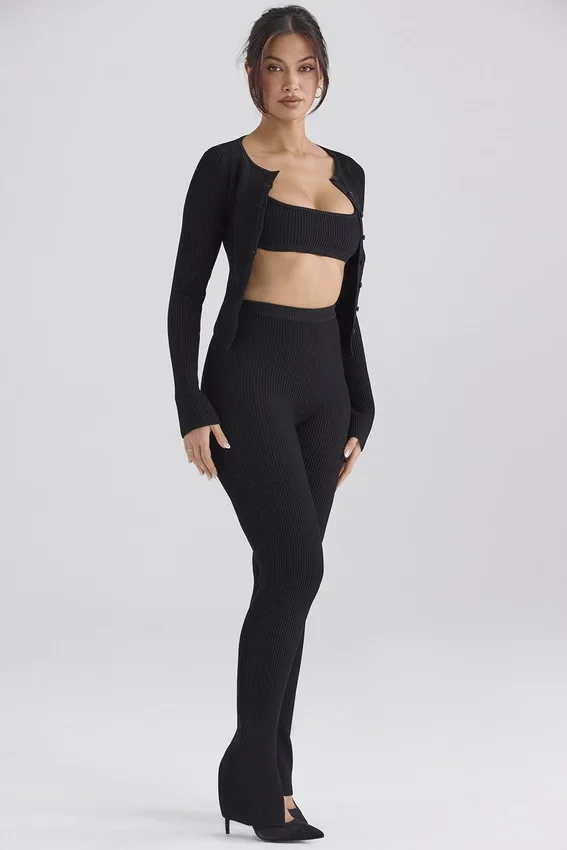 Mitzi Black Ribbed Knit Leggings Mitzi Black Ribbed Knit Leggings