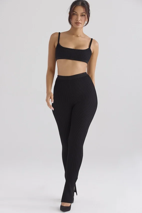Mitzi Black Ribbed Knit Leggings Mitzi Black Ribbed Knit Leggings