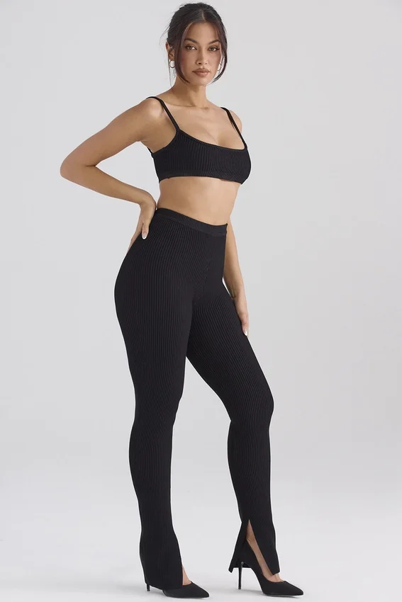 Mitzi Black Ribbed Knit Leggings Mitzi Black Ribbed Knit Leggings