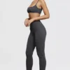 Mitzi Dark Grey Ribbed Knit Leggings Mitzi Dark Grey Ribbed Knit Leggings