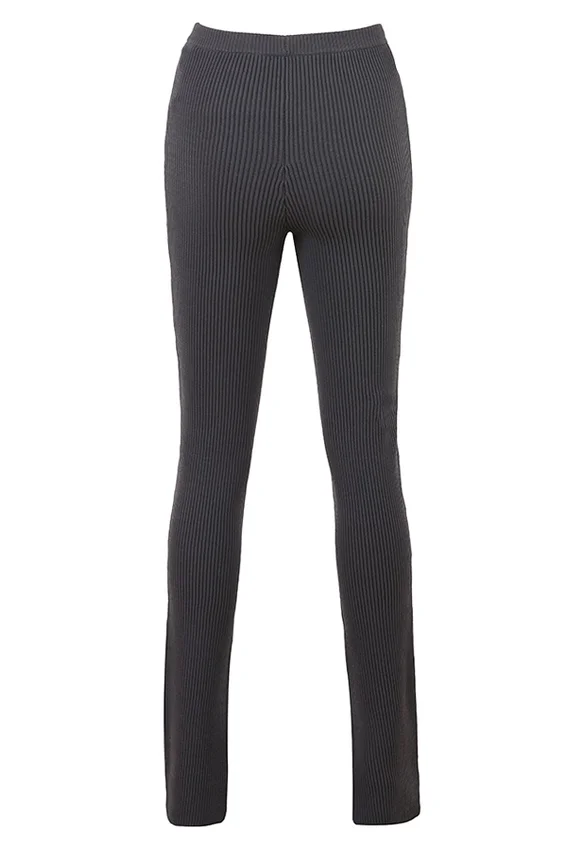 Mitzi Dark Grey Ribbed Knit Leggings Mitzi Dark Grey Ribbed Knit Leggings