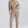 Mitzi Taupe Ribbed Knit Leggings