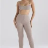 Mitzi Taupe Ribbed Knit Leggings