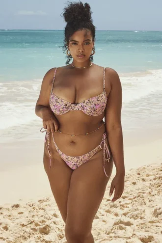 Monaco Olive Floral Underwired Bikini Top