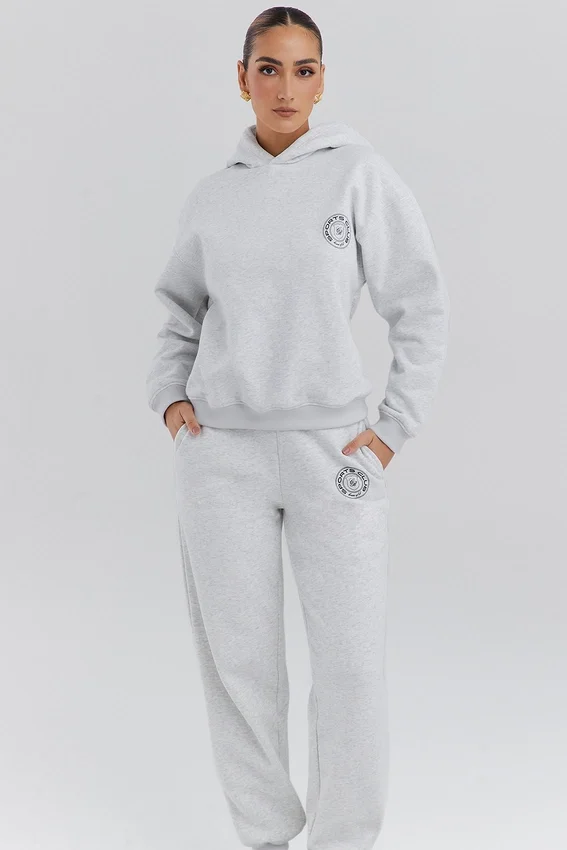 Muse Light Grey Marl Cotton Fleece-Back Hoodie Muse Light Grey Marl Cotton Fleece-Back Hoodie