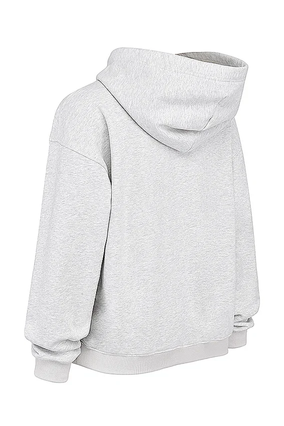 Muse Light Grey Marl Cotton Fleece-Back Hoodie Muse Light Grey Marl Cotton Fleece-Back Hoodie