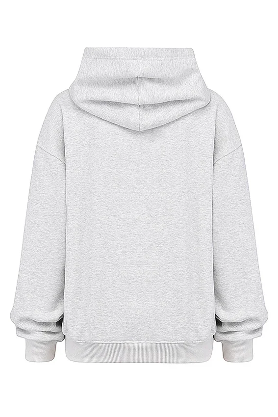 Muse Light Grey Marl Cotton Fleece-Back Hoodie Muse Light Grey Marl Cotton Fleece-Back Hoodie