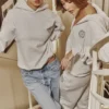 Muse Light Grey Marl Cotton Fleece-Back Hoodie Muse Light Grey Marl Cotton Fleece-Back Hoodie