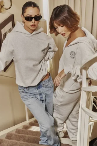 Muse Light Grey Marl Cotton Fleece-Back Hoodie