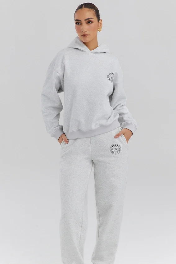 Muse Light Grey Marl Cotton Fleece-Back Hoodie Muse Light Grey Marl Cotton Fleece-Back Hoodie