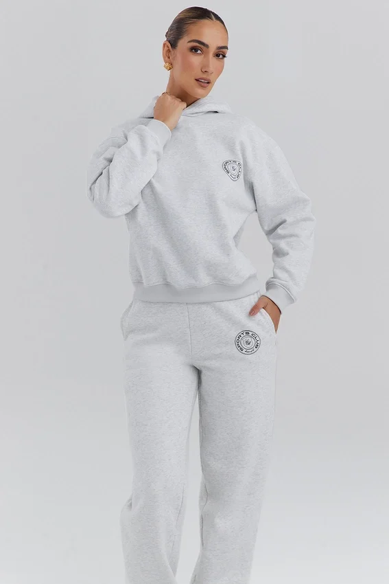 Muse Light Grey Marl Cotton Fleece-Back Hoodie Muse Light Grey Marl Cotton Fleece-Back Hoodie