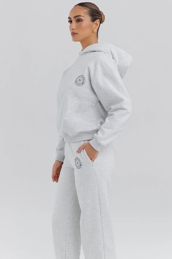 Muse Light Grey Marl Cotton Fleece-Back Hoodie Muse Light Grey Marl Cotton Fleece-Back Hoodie