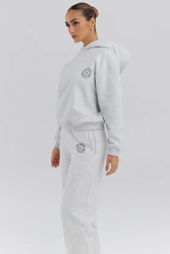 Muse Light Grey Marl Cotton Fleece-Back Hoodie Muse Light Grey Marl Cotton Fleece-Back Hoodie