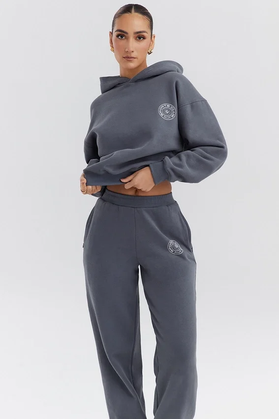 Muse Slate Cotton Fleece-Back Hoodie Muse Slate Cotton Fleece-Back Hoodie