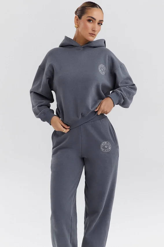 Muse Slate Cotton Fleece-Back Hoodie Muse Slate Cotton Fleece-Back Hoodie