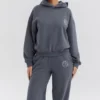 Muse Slate Cotton Fleece-Back Hoodie Muse Slate Cotton Fleece-Back Hoodie