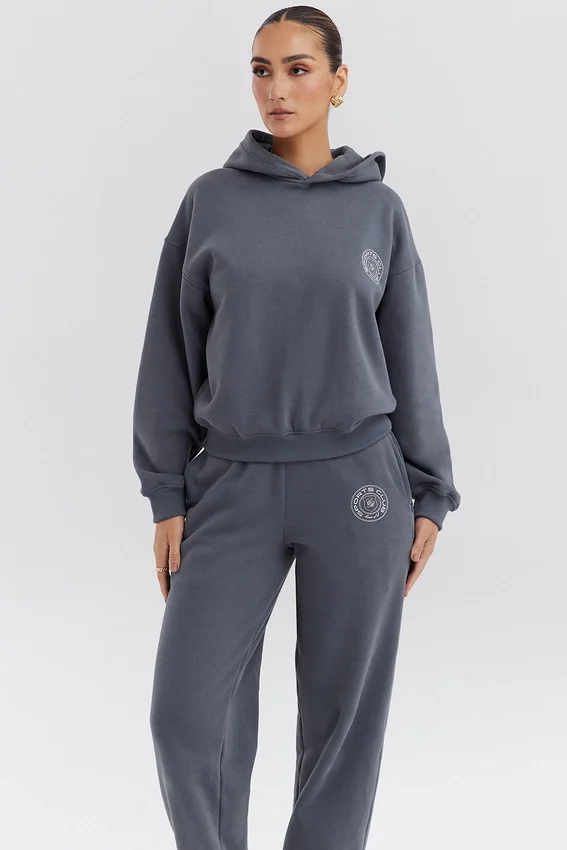 Muse Slate Cotton Fleece-Back Hoodie Muse Slate Cotton Fleece-Back Hoodie