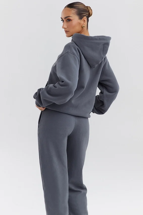 Muse Slate Cotton Fleece-Back Hoodie Muse Slate Cotton Fleece-Back Hoodie