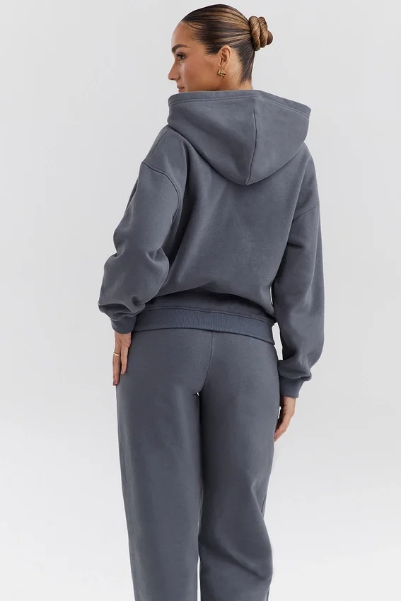 Muse Slate Cotton Fleece-Back Hoodie Muse Slate Cotton Fleece-Back Hoodie