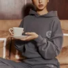 Muse Slate Cotton Fleece-Back Hoodie Muse Slate Cotton Fleece-Back Hoodie