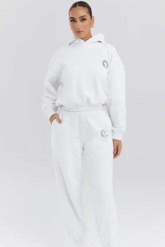 Muse White Cotton Fleece-Back Hoodie