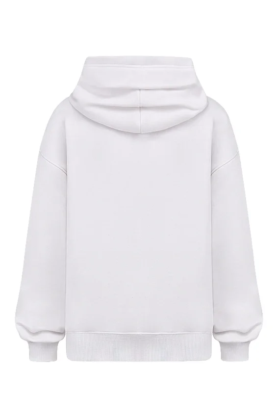 Muse White Cotton Fleece-Back Hoodie Muse White Cotton Fleece-Back Hoodie