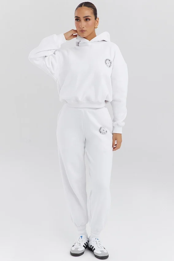 Muse White Cotton Fleece-Back Hoodie Muse White Cotton Fleece-Back Hoodie