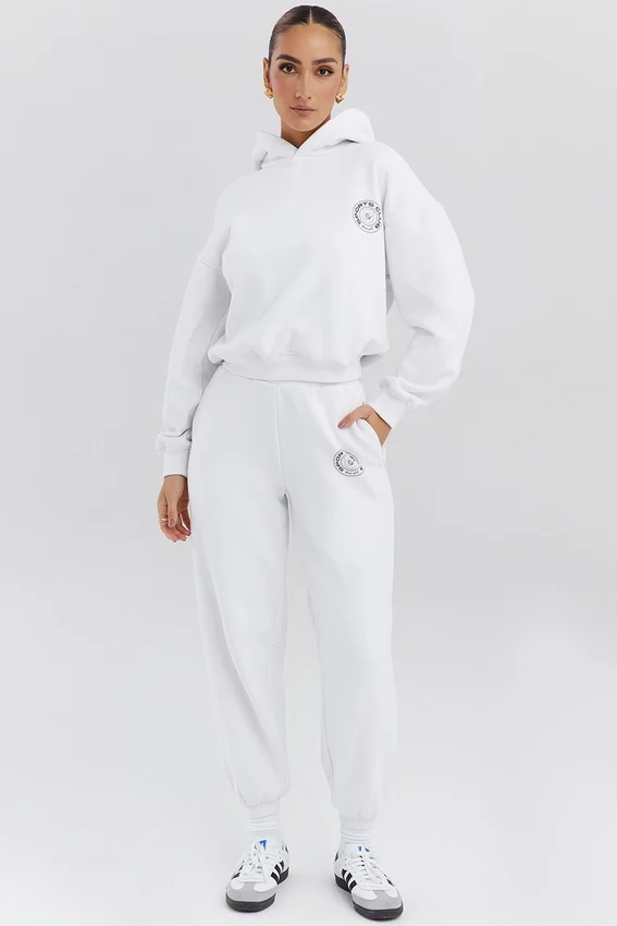 Muse White Cotton Fleece-Back Hoodie Muse White Cotton Fleece-Back Hoodie