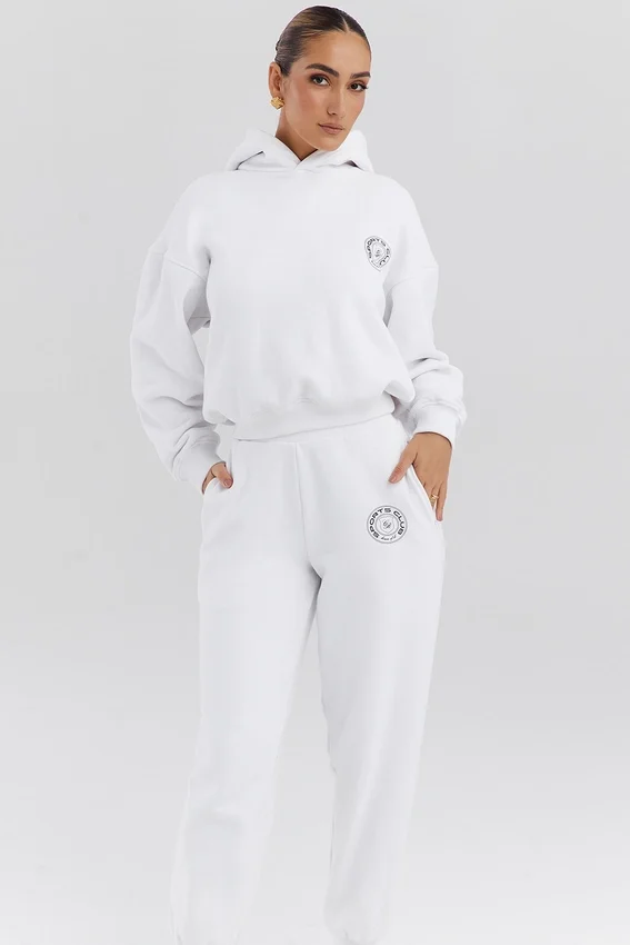 Muse White Cotton Fleece-Back Hoodie Muse White Cotton Fleece-Back Hoodie