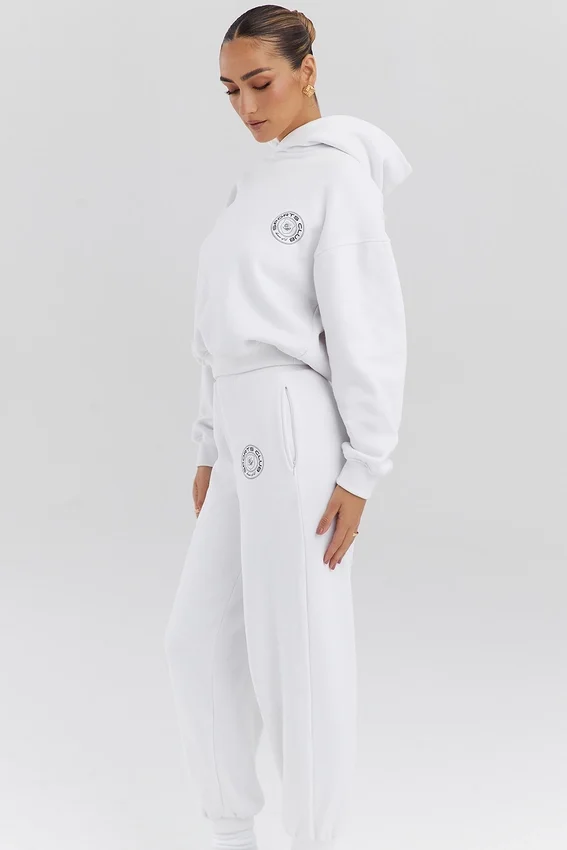 Muse White Cotton Fleece-Back Hoodie Muse White Cotton Fleece-Back Hoodie