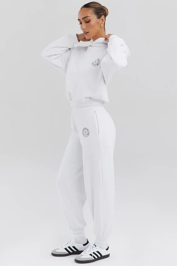 Muse White Cotton Fleece-Back Hoodie Muse White Cotton Fleece-Back Hoodie