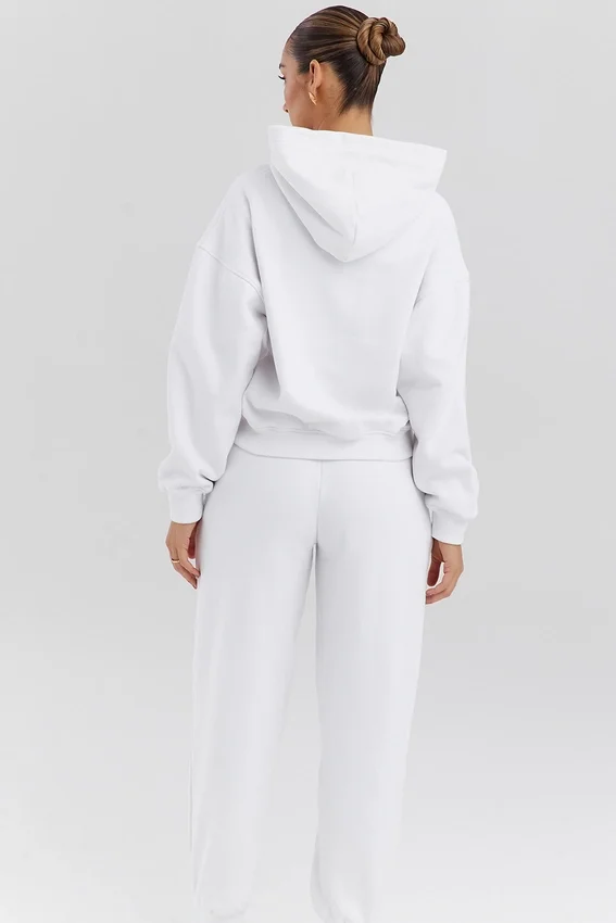 Muse White Cotton Fleece-Back Hoodie Muse White Cotton Fleece-Back Hoodie