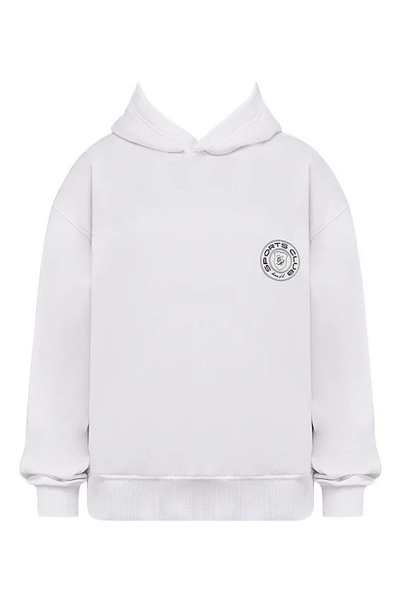 Muse White Cotton Fleece-Back Hoodie Muse White Cotton Fleece-Back Hoodie