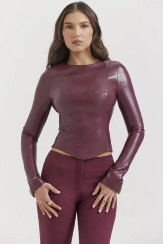 Mylah Wine Vegan Leather Top Mylah Wine Vegan Leather Top