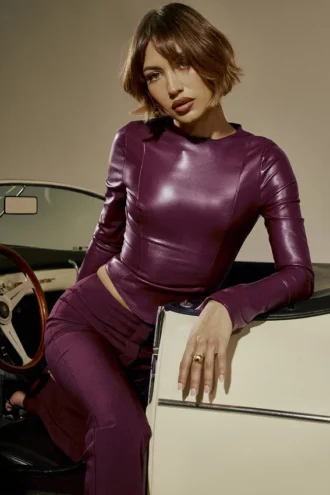 Mylah Wine Vegan Leather Top Mylah Wine Vegan Leather Top