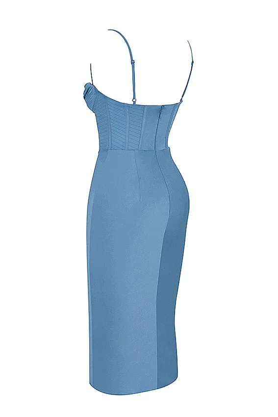 Myrna Aegean Blue Corset Midi Dress Myrna Aegean Blue Corset Midi Dress