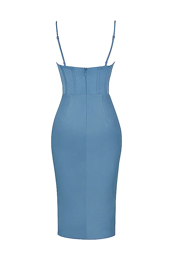 Myrna Aegean Blue Corset Midi Dress Myrna Aegean Blue Corset Midi Dress
